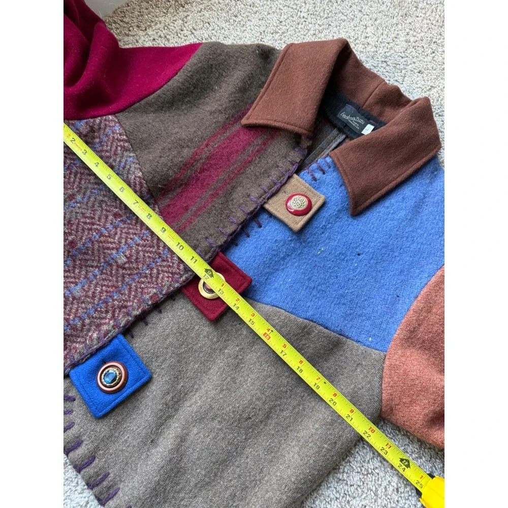 Baabaazuzu Vtg Wool Patchwork Jacket Boho Art to Wear sz L eclectic Whimsygoth - Picture 8 of 12